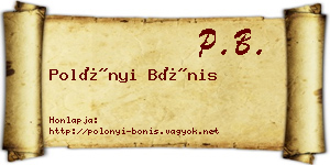 Polónyi Bónis névjegykártya